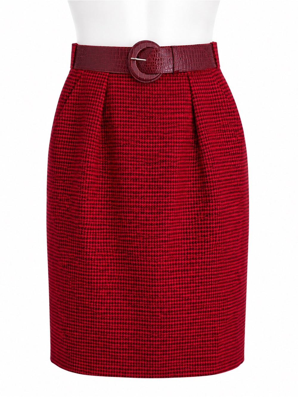 Size 10 Vintage Alfred Sung Sport Women’s Red High Waisted Houndstooth Skirt